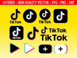 Tiktok logo SVG Layered Instant Download Cricut Silhouette Cameo