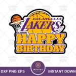 lakers happy birthday cake topper PNG