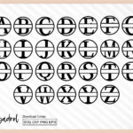 26 Split Monogram SVG DXF PNG EPS Individual for Keychain Split Circle Alphabet