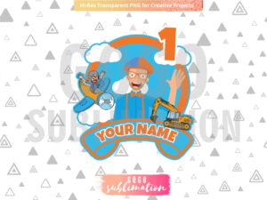 BLIPPI cake topper PNG Printable Birthday Number 1