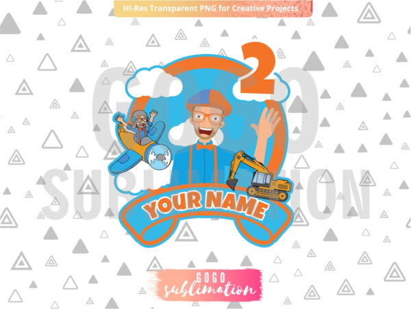 BLIPPI cake topper PNG Printable Birthday Number 2