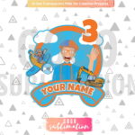 BLIPPI cake topper PNG Printable Birthday Number 3