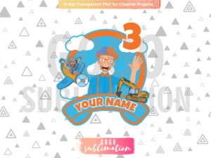 BLIPPI cake topper PNG Printable Birthday Number 3