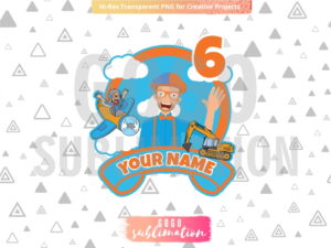 BLIPPI cake topper PNG Printable Birthday Number 6