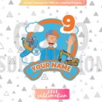 BLIPPI cake topper PNG Printable Birthday Number 9