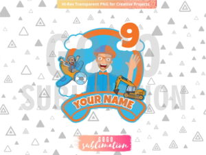 BLIPPI cake topper PNG Printable Birthday Number 9