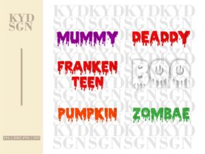 Halloween Family Shirt Design Mummy Deaddy Boo Zombae SVG Vector PNG DXF