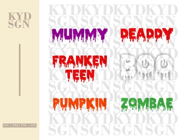 Halloween Family Shirt Design Mummy Deaddy Boo Zombae SVG Vector PNG DXF