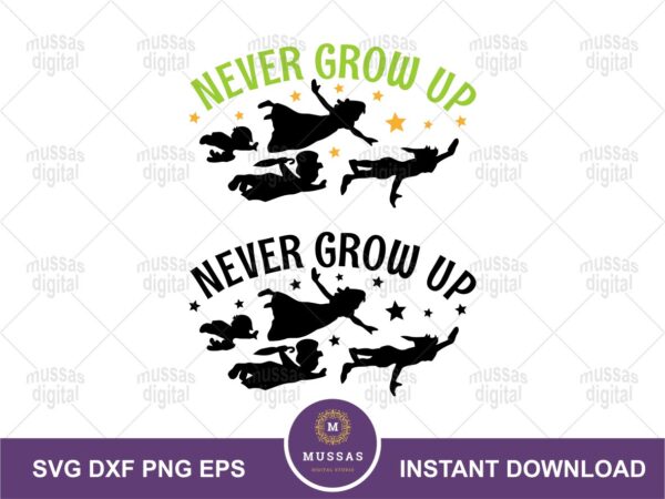 Peter Pan Quote, Never Grow Up SVG Cut File