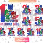 Pj Masks PJMASKS Birthday Girl PNG Sublimation Bundle