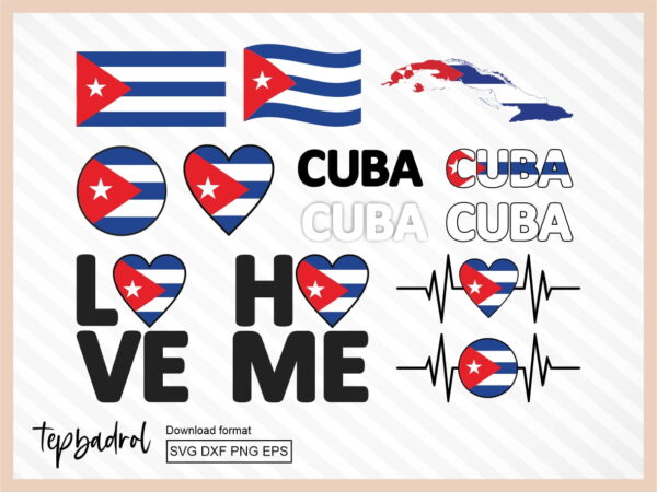 Cuba SVG Bundle, Flag Map Text Word and more