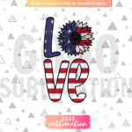 Love Sunflower 4th of July sublimation design