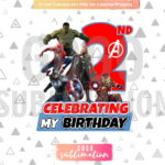 Marvel Avengers Celebrating My 2nd Birthday T-Shirt Design PNG