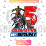 Marvel Avengers Celebrating My 5th Birthday T-Shirt Design PNG