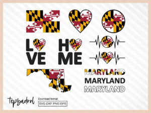 Maryland SVG Bundle, Maryland Flag Map Text Word and more