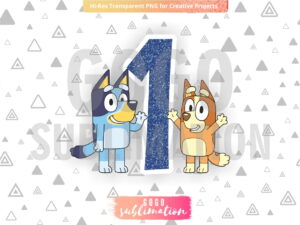 Number 1 Cake Topper Bluey Bingo Printable PNG