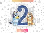 Number 2 Cake Topper Bluey Bingo Printable PNG