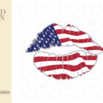 Patriotic American Flag Lips SVG