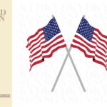 Patriotic Crossed American Flags SVG Cut Files & Clipart