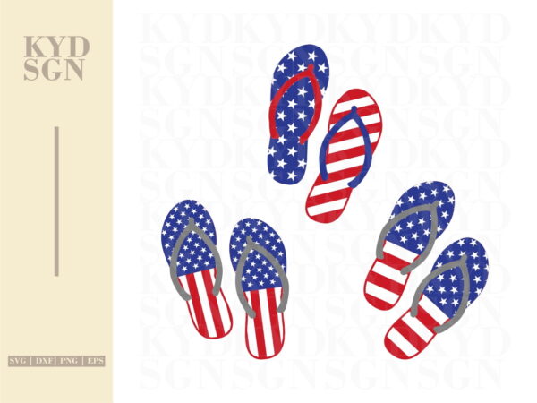 Patriotics US Flag Flip Flops SVG Files