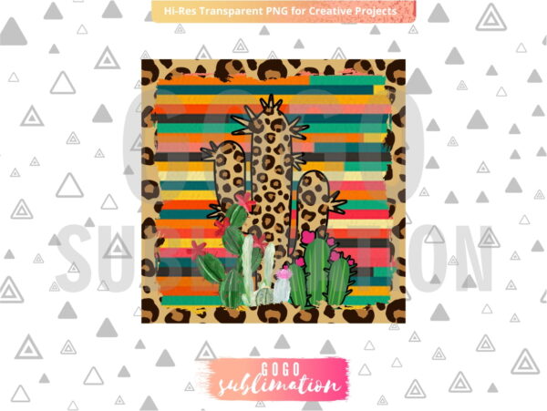 Serape Cactus PNG sublimation design