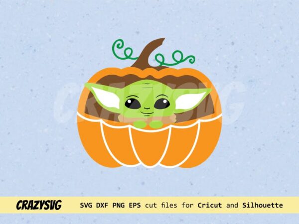 Baby Yoda in Pumpkin Crib svg