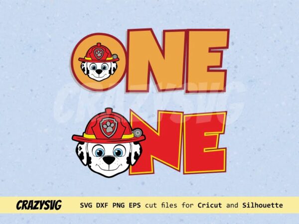 One Paw Patrol Marshall Head Logo SVG