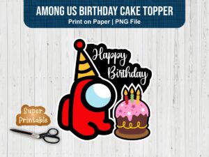 Among Us Birthday Cake Topper PNG