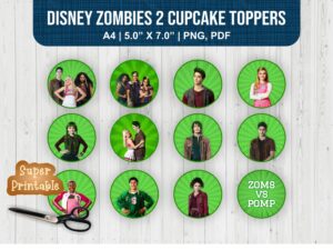 Disney Zombies 2 Cupcake Toppers Printable PNG