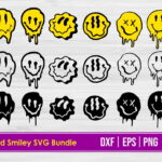 Melted Smiley SVG Yellow Black Download