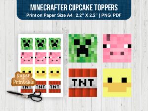 Minecrafter Cupcake Toppers Printable