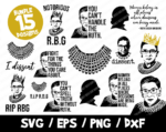 Ruth Bader Ginsburg SVG Bundle, Dissent Collar SVG, Jabot Collar Shirt, Rip Ruth Bader Ginsburg Collar, Notorious RBG, I Dissent Svg