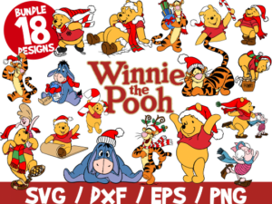 Christmas Winnie The Pooh SVG Bundle, Christmas Winnie SVG, Disney SVG, Winnie Cricut, Winnie Silhouette, Winnie Svg, Disney Svg, Winter