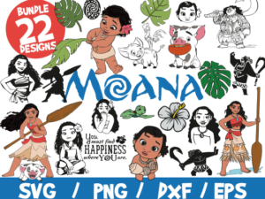 Moana SVG Bundle, Moana Vector, Moana Cricut, Moana T-Shirt, Maui SVG, Pua SVG, Heihei Svg Silhouette, You Must Find Happiness Where You Are