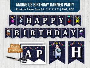 Among Us Birthday Banner Party Supplies Printable