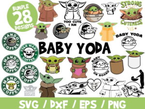 Baby Yoda SVG Bundle, Mandalorian Bundle SVG, Star Wars SVG, Baby Yoda Cricut, Silhouette, Baby Yoda Svg, Vinyl File, Cut File