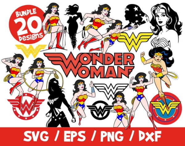 Wonder Woman Bundle Vectors, Superhero Svg, Wonder Woman Cutting, Wonder Woman Vector, Vinyl, Eps, Png, Clipart, Wonder Woman Svg