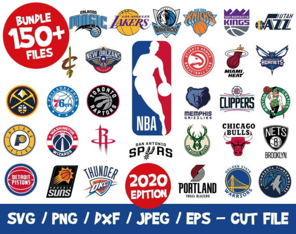 NBA Logo 100 Files Bundle, NBA Svg, NBA Teams Svg, Nba Png, Nba Basketball, Vector, Vinyl, Eps, Png, Cricut, Silhouette, Stickers