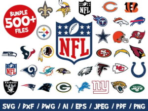 NFL Football Logos 500 Bundle Nfl Football Clipart Nfl Svg Files Nfl Cricut Files NFL Teams Cutting, Vector, Vinyl, Eps, Png, Wordmarks