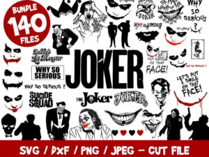 Joker 140 Files Bundle, The Joker Bundle SVG, Joker Cricut Silhouette, Batman, Why So Serious Vector, Suicide Squad, The Joker, Cut File