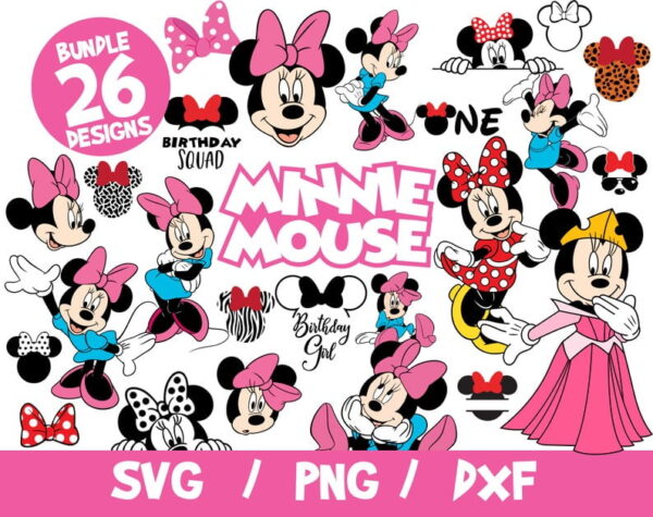 Minnie Mouse SVG Bundle, Minnie Bundle SVG, Disney SVG, Minnie Cricut, Minnie Silhouette, Disney Trip, Vinyl File, Cut File, Eps