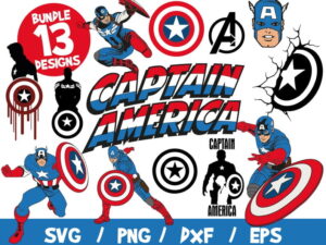 Captain America SVG Bundle, Captain America Vectors, Marvel Cricut, Cut File, Vinyl Clipart, Superhero, Avengers, Captain America Wall Decal