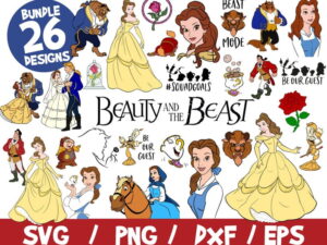 Beauty and The Beast Bundle, Beauty and The Beast SVG, Beauty and The Beast Vector, Belle Cricut, Belle Cut File, Layered, Wall Decal