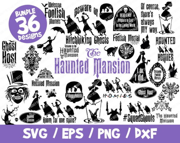 Halloween SVG, Haunted Mansion SVG, Haunted Mansion Clip Art, Foolish Mortals Vector, Haunted Mansion Mirror Svg, Hitchhiking Ghosts Svg