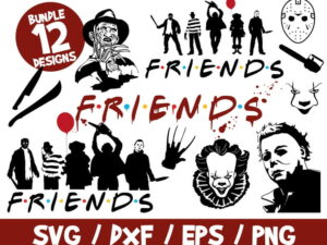 Friends Halloween SVG, Horror Movies SVG, Halloween Bundle, Horror, Freddy Krueger, Jason, It, Pennywise, Michael Myers, Friday 13th