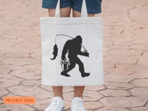 Bigfoot Fishing Svg cricut Files tote bag ideas