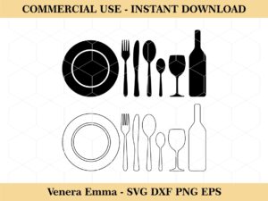 Dinner plate svg Fork Spoon Knife Kitchen Clipart