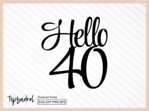 Hello 40 Cake Topper svg