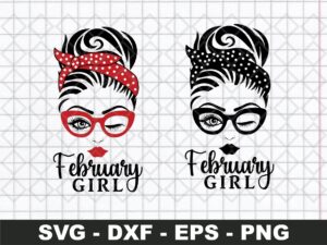 Messy Bun SVG, February Girl SVG