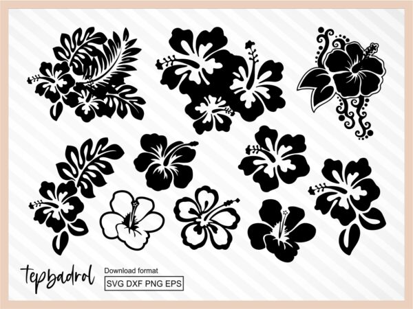 hawaiian flower svg clipart set